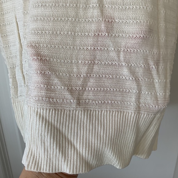 NWT LOFT Off-White Striped Knit Light Sweater - Picture 7 of 9